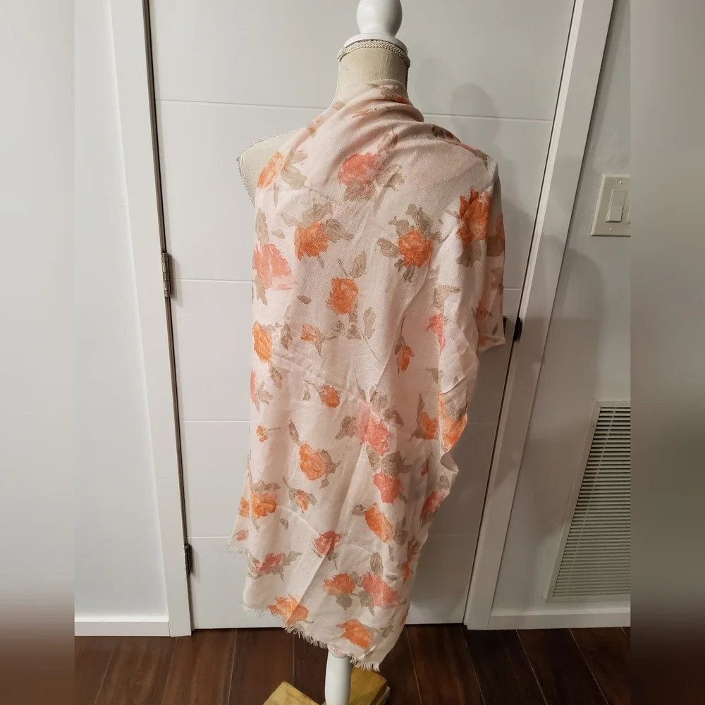 Loro Piana Floral Scarf in Cream and Orange